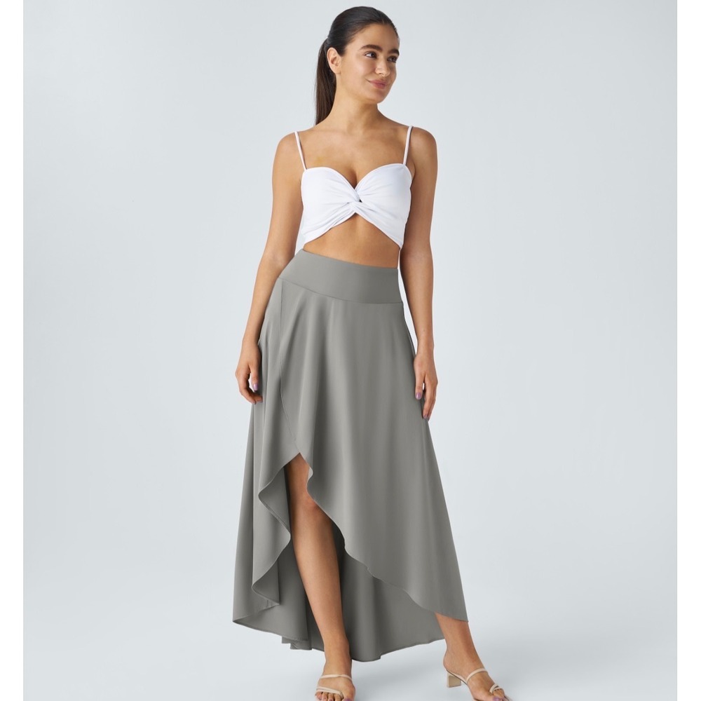 Halara High Waisted High Low Tulip Hem Skort Gray Small‎ NWT Activewear Skirt